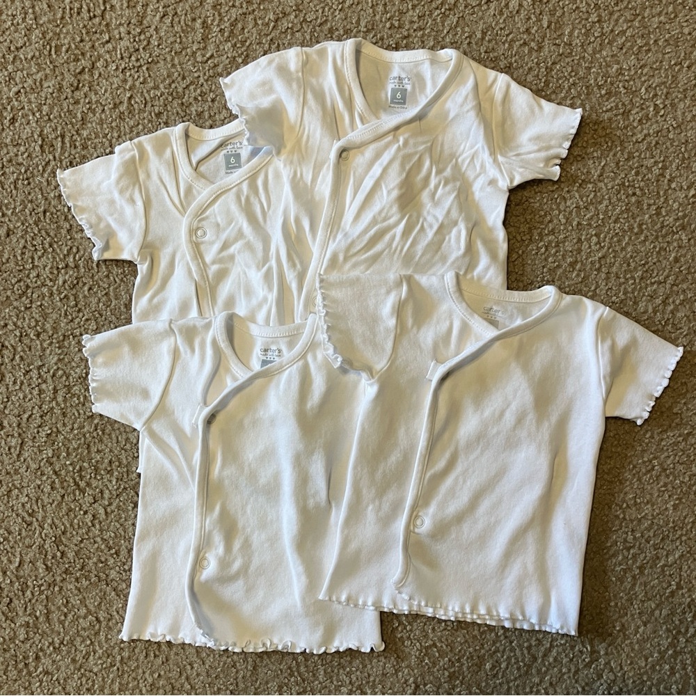 Carter's White Short Sleeve Side Snap Tees 6M